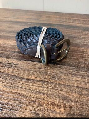 Vintage Leather Woven Belt, 32”